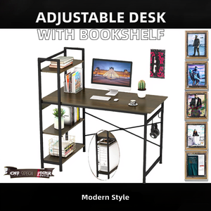 Escritorio de ordenador con marco de metal de diseño moderno ajustable con estantería extensible para uso doméstico o de oficina - Product Image 2