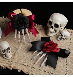 Halloween Horror Rose Bow Ghost Hand Side Clip Skeleton Accesorio para el cabello para vajilla y decoraciones de fiesta - Product Image 4