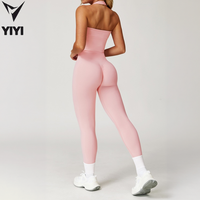 Vêtements de sport, vêtements de yoga, ensembles de sport, vêtements de fitness pour femmes, ensemble 3 pièces, soutien-gorge halter, veste à fermeture éclair, legging taille haute, ensembles de sport pour la course à pied