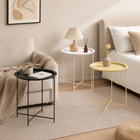 Table d'appoint ronde moderne en métal, table basse minimaliste avec plateau pour salon, chambre à coucher, table d'appoint de canapé