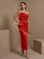 Robe bandage rouge sans manches à fleurs 3D Ocstrade Fashion, à une épaule, bretelles spaghetti, simple, décontractée, pour l'été, pour femmes