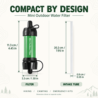 Paille filtrante à eau portable, purificateur d'eau personnel pour le camping, la randonnée, les situations d'urgence et de survie, avec tube d'admission