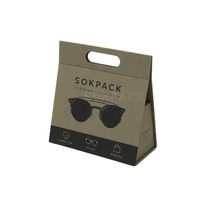 Boîte en carton rigide pliable triangulaire personnalisée avec poignée pour lunettes de soleil et lunettes, boîte cadeau écologique pliable