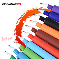 Marqueurs d'art GENVANA en gros, stylos à dessin à l'encre aqueuse, 12 couleurs vibrantes, pointe en plastique, pour le dessin et le gribouillage
