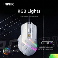 Souris filaire USB ergonomique INPHIC PG1 à 6 boutons pour jeux, prise en charge RGB, macro