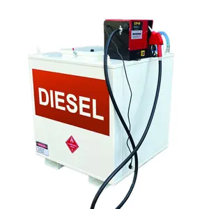 Tangki bahan bakar diesel portabel kustom 1000L dengan pompa listrik 220V untuk pengisian bahan bakar generator