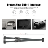 Câble d'extension OBD2 2-en-1 convertisseur plat mâle vers double femelle coudé 16 broches avec interrupteur marche/arrêt