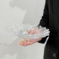 Luxe Scandinavische lotusvormige glazen schaal, helder kristallen bloemblaadjesdesign, fruitschaal voor bruiloft, feest, huisdecoratie, cadeau