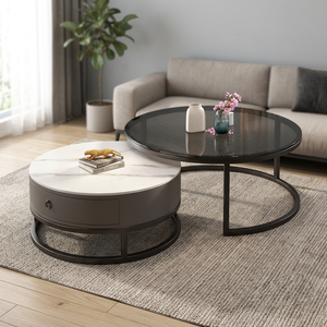 Table basse ronde en métal durable de style italien moderne avec un design élégant pour la décoration de salon - Product Image 4