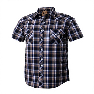 Men's Western Pearl Snap <b>Button</b> <b>up</b> Casual Cowboy <b>Short</b> <b>Sleeve</b> Two Pockets Work Plaid <b>Shirts</b> - Product Image 2