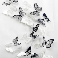 Autocollant mural 3D papillon en cristal coloré, étiquette adhésive, en papier Satin, pour chambre à coucher de bébé et enfants, décoration pour la maison, bricolage, référence SD134