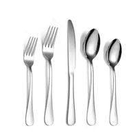 Posate da ristorante in argento forchetta e cucchiaio in acciaio inossidabile 410 con coltello couvert de table posate inox