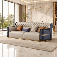 Hochwertiges Europäisches Luxus-Sofa-Set im Italienischen Design, 3-Sitzer Weißes Echtleder-Wohnzimmersofa