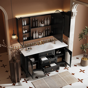 <span class=keywords><strong>Mueble</strong></span> de Baño Retro Francés de 48-92 Pulgadas con Lavabo Individual/Doble, <span class=keywords><strong>Mueble</strong></span> de Pie, Espejo Inteligente Antivaho/Gabinete con Espejo - Product Image 2