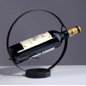 Venta al por mayor de fábrica, decoración de fiesta, estantes de exhibición de botellas de <span class=keywords><strong>vino</strong></span> circulares de hierro, soporte de botella de <span class=keywords><strong>vino</strong></span> de Metal único, Círculo - Product Image 4