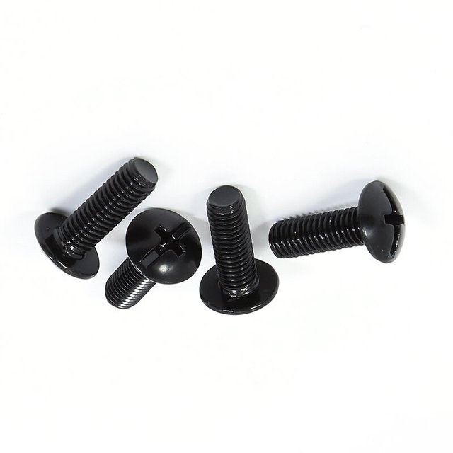 Factory Supply Carbon Steel M3 M4 M5 M6 M8 M10 3mm 4mm 5mm 6mm 8mm Black Zinc Plated Pan Head Phillips Half Thread Machine Screw