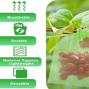 Cross-Border Screen Printed UV Coated Recyclable <b>Nylon</b> Mesh <b>Bag</b> Insect Bird-Proof Drawstring Pouch Food-Safe for Peach Guava - Product Image 4