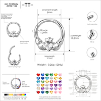 Piercing de nez en titane ASTM F136, bijou de corps tendance, design cœur CZ taille Asscher, style punk, cadeau de mariage et de fiançailles