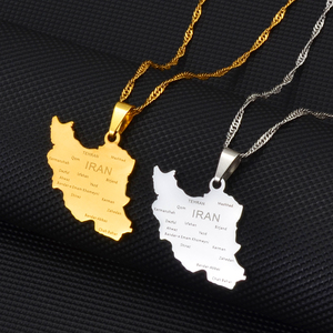 Kalung Liontin Peta Kota Iran Perhiasan Baja Anti Karat untuk Wanita Pria Gadis Emas untuk Acara Pesta-Perhiasan Iran # 212521 - Product Image 4