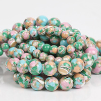 Perles rondes en pierre turquoise bleu-vert naturel AsVrai U pour la fabrication de bijoux, bracelets et colliers DIY