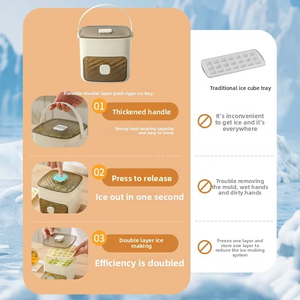 Moule à glaçons à pression manuelle grande capacité, bac à glaçons en plastique de qualité alimentaire avec boîte de rangement pour la cuisine à domicile - Product Image 5