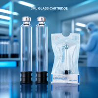 Cartouche en verre stérile de 3 ml avec bouchon en caoutchouc à estampage à chaud, compatible avec la plupart des stylos injecteurs, flacon vide jetable pour liquide