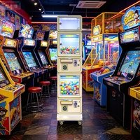 Machine de Jeu d'Arcade Professionnelle à Monnayeur pour 2 Joueurs, Mini Capsule en Métal et Verre Trempé, Accepteur de Billets, Prise en Charge Anglaise