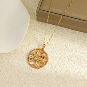 Collana di gioielli in lega completamente personalizzata con zirconi minimalisti della mitologia nordica albero della vita da donna Designer - Product Image 4