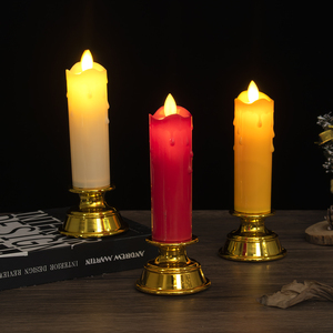 Bougies Pilier <span class=keywords><strong>LED</strong></span> Réalistes Effet Flamme Tombante Multicolores Scintillantes Écologiques à Piles Dorées pour Mariages et Diwali - Product Image 2