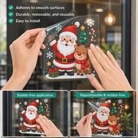 Película Transparente Estática para Ventanas de Navidad, PVC sin Pegamento, Adhesivo Estático, Vinilo Transparente, Adhesivo de Pintura en Aerosol, Impresión Personalizada, Decoración Navideña