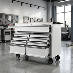 Chariot de rangement modulaire en acier à roulettes, détachable, à deux niveaux, avec roulettes verrouillables pour atelier industriel - Product Image 4