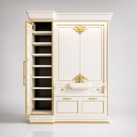 Armoire de chambre à coucher moderne en bois avec tiroirs et miroir, armoire de rangement à 4 portes, meubles de chambre à coucher pour la maison et l'hôtel