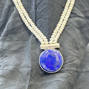 Collier en argent de perles d'eau de Lapis Lazuli naturel fait à la main à la demande pour la fabrication de bijoux perles de pierres précieuses - Product Image 4