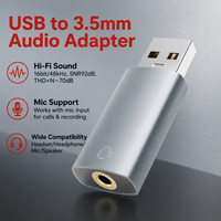 Carte son externe USB en aluminium, Plug & Play, sans pilote, 3,5 mm, 1 port, entrée audio micro blindée, compatible Windows Mac OEM