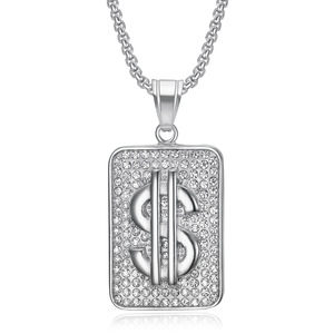 Hip Hop Style Mode Vintage US Dollar Pendentif En Acier Inoxydable Chaîne Collier Bijoux Hommes Mâle Charme Colliers - Product Image 2