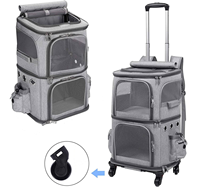 Sac à dos poussette pour animaux de compagnie, léger, durable, pliable, en Oxford, double couche, avec roues, pour les voyages en plein air, OEM ODM