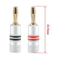 Conectores Banana Chapados en Oro Sin Soldadura, Calibre 12-18AWG, Conector de 4 mm para Altavoz, Amplificador, Receptor AV de Alta Fidelidad, Cable de Audio Estéreo
