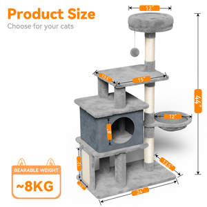 Modern Durable 4-Level Cat Tree with Hidden House Sisal <b>Scratching</b> <b>Post</b> Plush Climbing Frame for Indoor Cats - Product Image 3