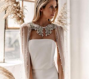 Dernière conception Cape de mariée, accessoires de mariage, <span class=keywords><strong>voile</strong></span> Long boléro strass perle fait à la main châle de mariée - Product Image 1