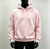 Sweat-shirts et sweats à capuche pour hommes, coupe classique, en coton pur épais 450 g/m², rose uni, avec poches, coupe ample, imprimé, personnalisés OEM