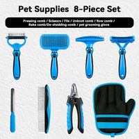 Nouvel arrivage : Kit de toilettage portable 7-en-1 pour animaux de compagnie – Brosse anti-chute, peigne démêlant, coupe-ongles, design sécurisé en acier inoxydable