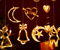 LED Weihnachts-Glöckchen Stern Hirsch Schneeflocken Weihnachtsmann Schneemann Saugnapf Fenster Dekorative Feiertagsfestival-Dekorationsbeleuchtung