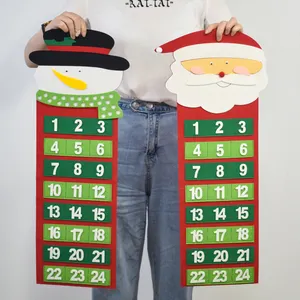 Calendário de pendurar para natal, decorações de feltro em forma de animal com bolsos