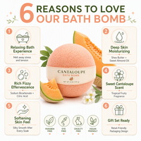 OEM ODM Bombe de bain effervescente au cantaloup 100g, au beurre de karité et à l'huile d'amande douce, hydratante, pour spa, marque privée, personnalisable