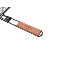 Panier de cuisson rectangulaire haut de gamme résistant à la chaleur, léger, antiadhésif, en fil métallique, pliable, avec accessoires de barbecue en bois réglables