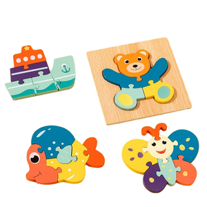 3D động vật phim hoạt hình câu đố bằng gỗ cho trẻ em giáo dục sớm tự làm đồ chơi ghép hình câu đố cho bé trai và bé gái - Product Image 2
