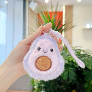 Sevimli Avokado Kiraz Patlıcan Peluş Anahtarlık Charm Yumuşak Tüylü Dolgulu Oyuncak Meyve Çantası Süsü Kaybolmaya Karşı Örgülü İp ile - Product Image 5