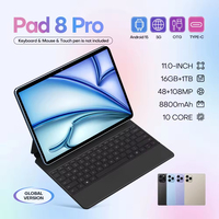 Tablet PC Pad 8 Pro de 11 Pulgadas con WiFi, Función OTG, Procesador MTK Octa Core, 16GB+1TB de Almacenamiento, Reconocimiento Facial y Doble SIM