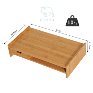 Bamboo Wooden <b>Desk</b> Stand <b>Riser</b> Desktop Organizer Stand with Drawer - Product Image 4