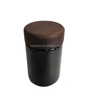 High Quality Twist Off Cover Timber Tops Screw Walnut Wood Storage Lid with Silicone Seaing Rings for Jar